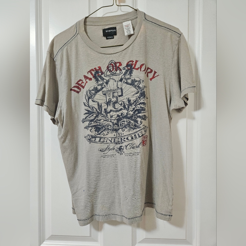 Energie death or glory mens tee tan gray with logo